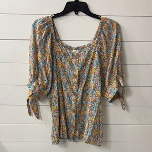 LC Lauren Conrad Multicolor Floral Blouse
